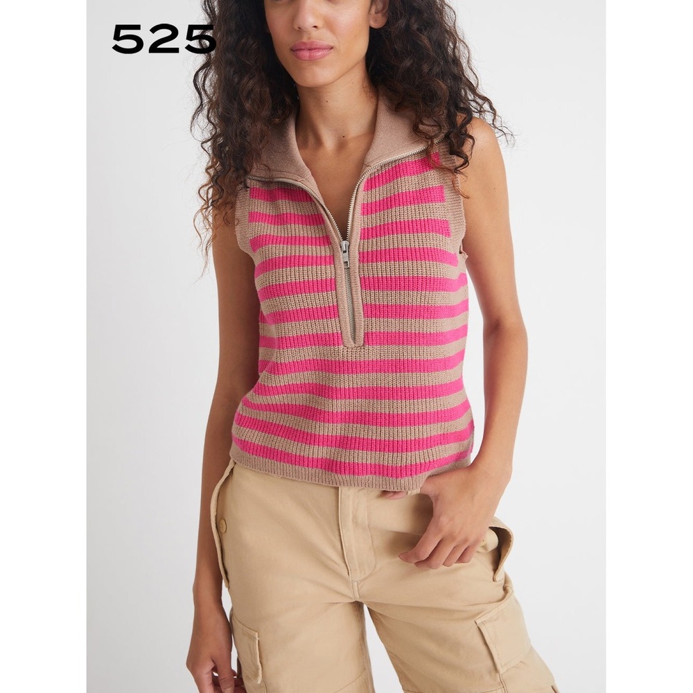 525 Emmy Half-Zip Front Stripe Tank Size XS‎
